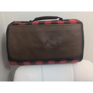 Coca-Cola Field & Co Buffalo Plaid Picnic Blanket Red Black Fleece Outdoor Camp